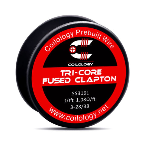 Coilology Performance DIY Resistance Wire Tri-Core Fused Clapton 3-28/38 SS On White Background