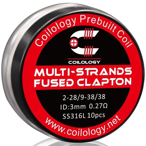 Coilology Prebuilt Performance Coils | Multi-Strands Fused Clapton 2-28/9-38/38 0.27ohm SS 3mm ID On White Background