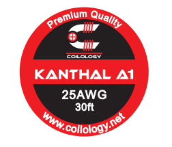 Coilology Round Wire 30ft Spools Kanthal A1 25AWG On White Background