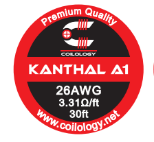 Coilology Round Wire 30ft Spools Kanthal A1 26AWG On White Background
