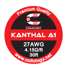 Coilology Round Wire 30ft Spools Kanthal A1 27AWG On White Background