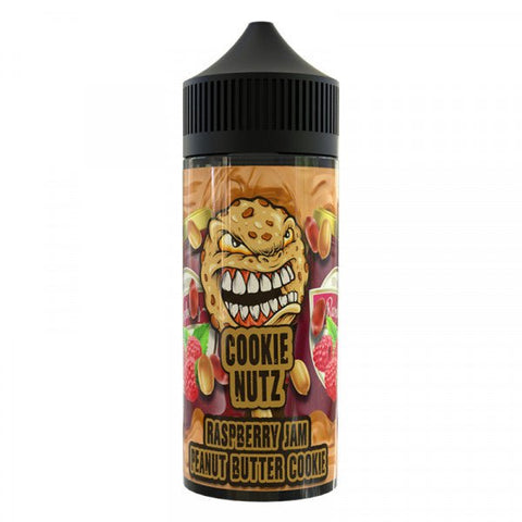 Cookie Nutz 100ml Shortfill E-Liquids Raspberry Jam Peanut Butter Cookie On White Background