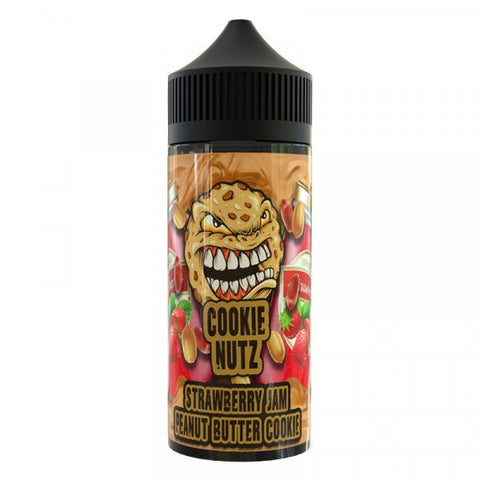 Cookie Nutz 100ml Shortfill E-Liquids Strawberry Jam Peanut Butter Cookie On White Background