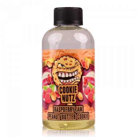 Cookie Nutz 200ml Shortfill E-Liquids Raspberry Jam Peanut Butter Cookie On White Background