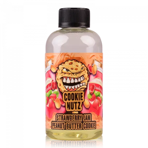 Cookie Nutz 200ml Shortfill E-Liquids Strawberry Jam Peanut Butter Cookie On White Background