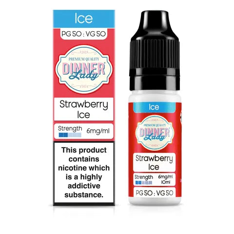 dinner lady 50 50 strawberry ice 6mg on white background