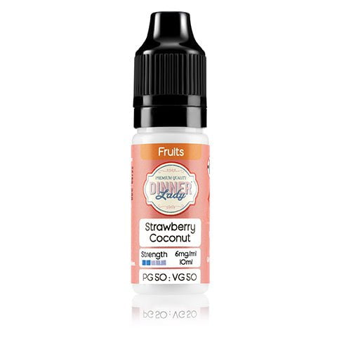 Dinner Lady Fruits 50/50 10ml E-Liquids 6mg / Strawberry Coconut On White Background