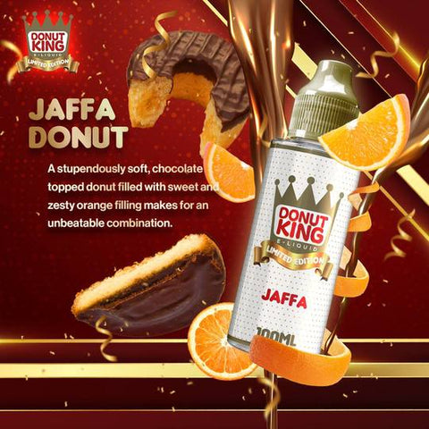 Donut King Limited Edition 100ml Shortfill E-Liquid Jaffa On White Background