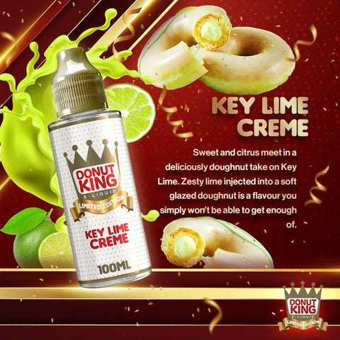 Donut King Limited Edition 100ml Shortfill E-Liquid Key Lime Creme On White Background