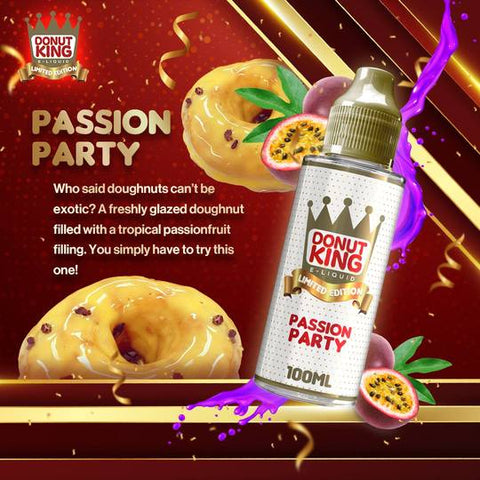 Donut King Limited Edition 100ml Shortfill E-Liquid Passion Party On White Background