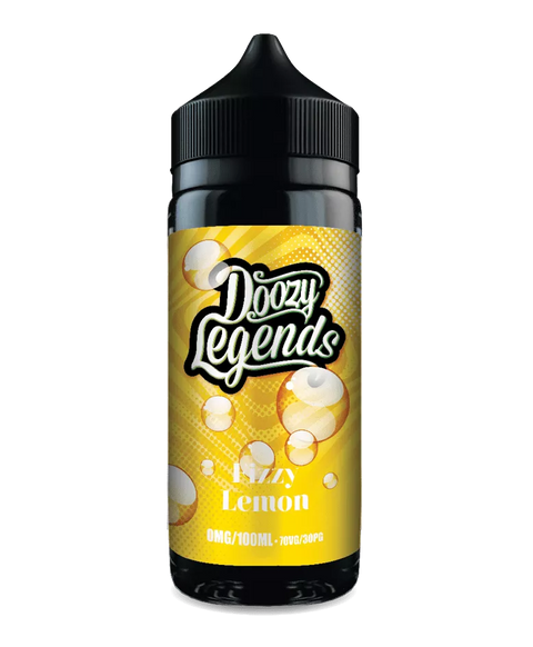 Doozy Legends 100ml Shortfill E-Liquid Fizzy Lemon On White Background