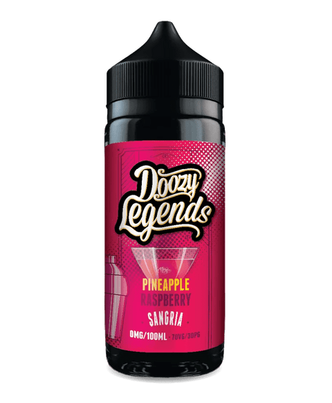 Doozy Legends 100ml Shortfill E-Liquid Pineapple Raspberry Sangria On White Background