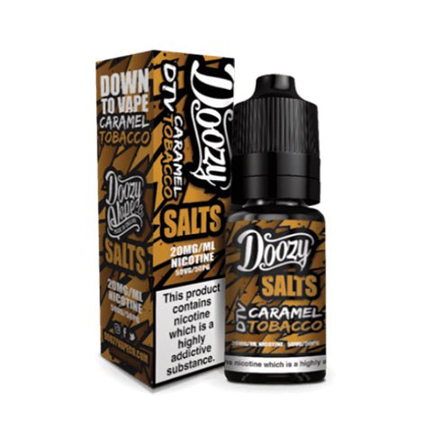 Doozy Salts E-Liquid Range 10mg / Caramel Tobacco On White Background