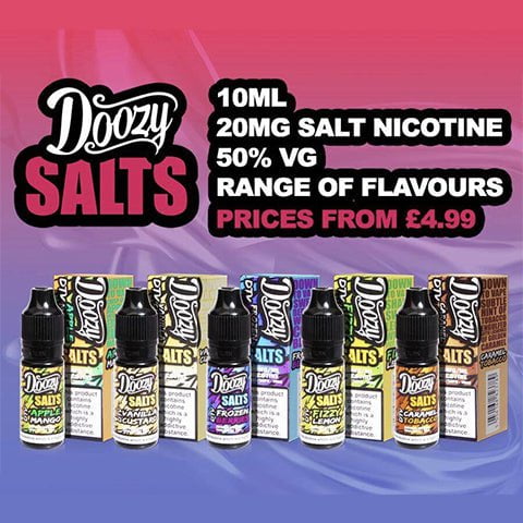 Doozy Salts E-Liquid Range On White Background