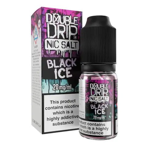 Double Drip E-Liquids 10ml Nic Salt Black Ice / 10mg On White Background