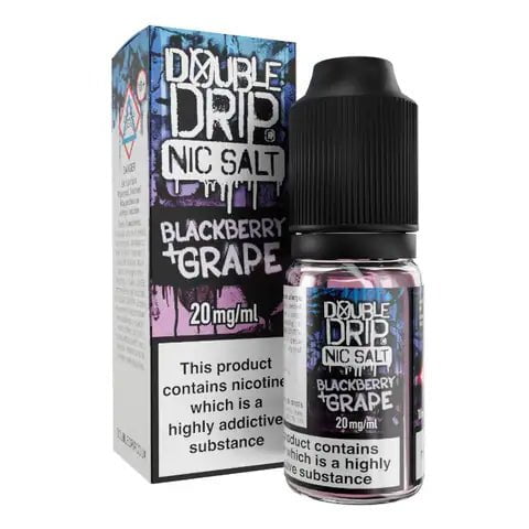Double Drip E-Liquids 10ml Nic Salt Blackberry Grape / 10mg On White Background