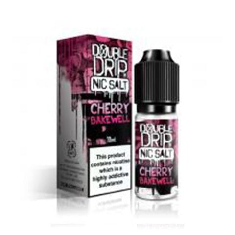 Double Drip E-Liquids 10ml Nic Salt Cherry Bakewell / 10mg On White Background