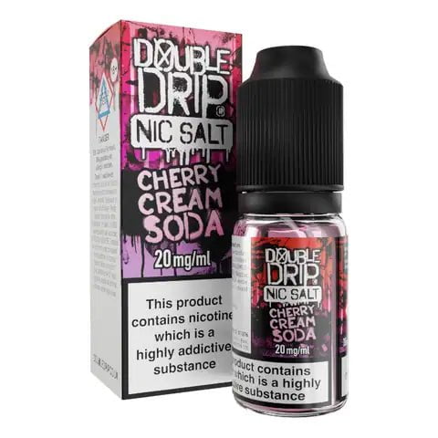 Double Drip E-Liquids 10ml Nic Salt Cherry Cream Soda / 10mg On White Background