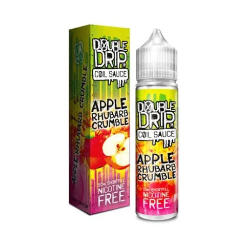 double drip coil sauce 50ml apple rhubarb crumble on white background