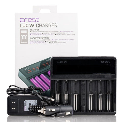 Efest LUC V6 Six Bay Smart Battery Charger On White Background