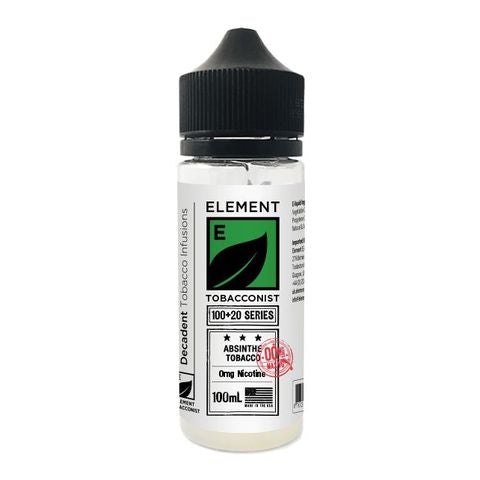 Element E-Liquid Tobacconist Dripper Series 100ml Shortfills Absinthe Tobacco On White Background