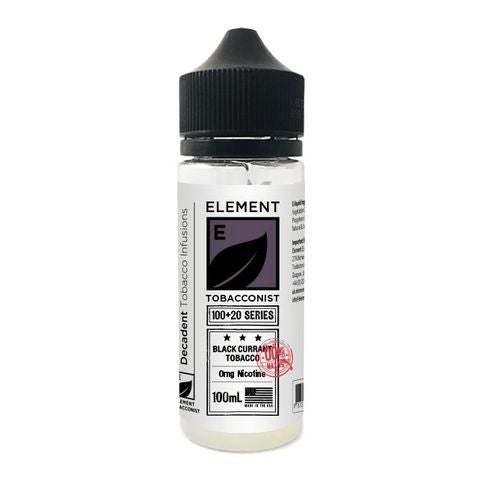 Element E-Liquid Tobacconist Dripper Series 100ml Shortfills Blackcurrant Tobacco On White Background