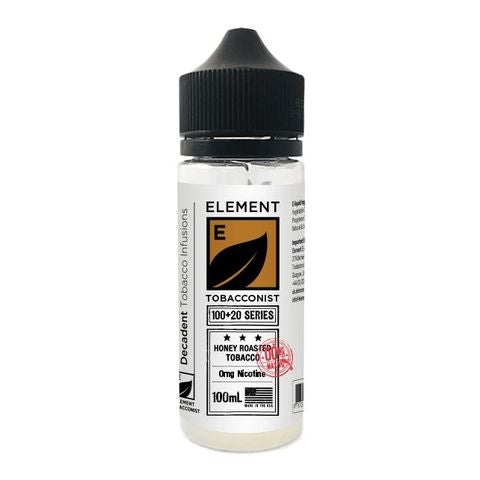 Element E-Liquid Tobacconist Dripper Series 100ml Shortfills Honey Roasted Tobacco On White Background
