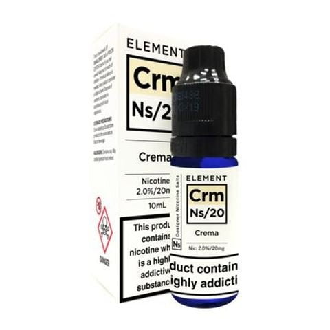 Element NS Nic Salt 10ml Juice Range Crema / 5mg On White Background