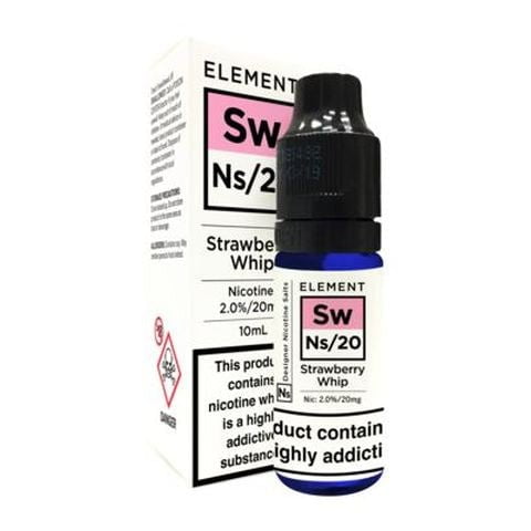 Element NS Nic Salt 10ml Juice Range Strawberry Whip / 5mg On White Background
