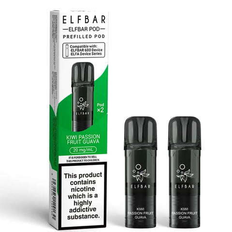 Elf Bar 600 Prefilled Vape Pods Kiwi Passion Fruit Guava