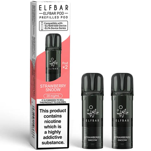 Elf Bar 600 Prefilled Vape Pods Strawberry Snoow