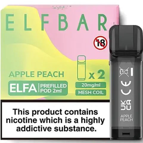 Elf Bar ELFA Pre-Filled Pods Apple Peach On White Background