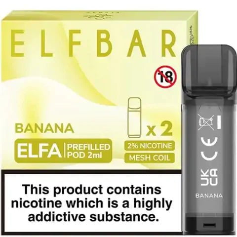 Elf Bar ELFA Pre-Filled Pods Banana On White Background