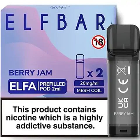 Elf Bar ELFA Pre-Filled Pods Berry Jam On White Background