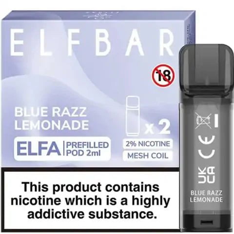 Elf Bar ELFA Pre-Filled Pods Blue Razz Lemonade On White Background