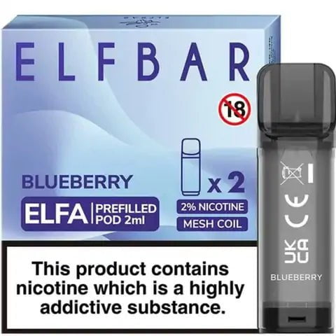 Elf Bar ELFA Pre-Filled Pods Blueberry On White Background