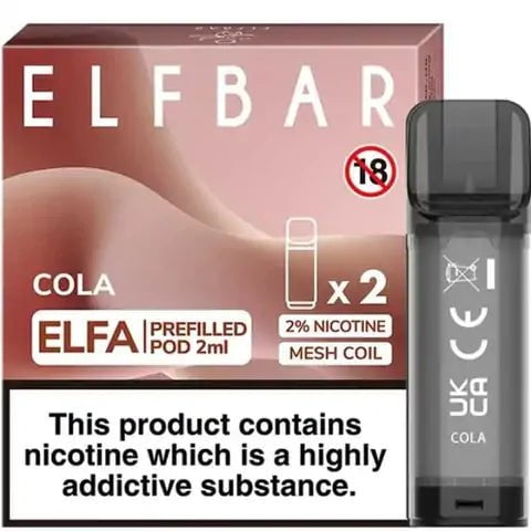 Elf Bar ELFA Pre-Filled Pods Cola On White Background