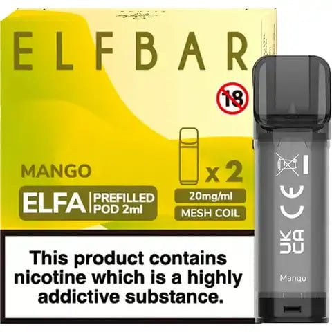 Elf Bar ELFA Pre-Filled Pods Mango On White Background