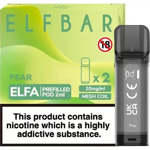 Elf Bar ELFA Pre-Filled Pods Pear On White Background
