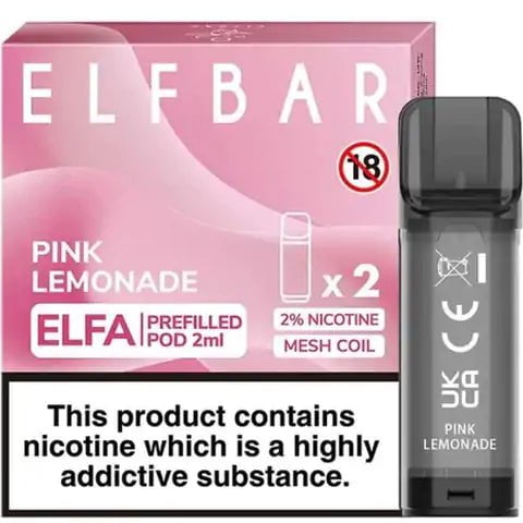 Elf Bar ELFA Pre-Filled Pods Pink Lemonade On White Background