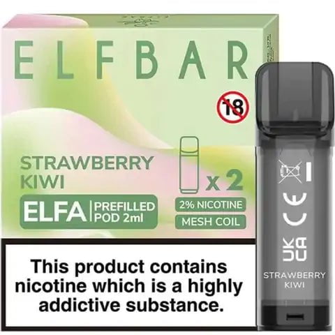 Elf Bar ELFA Pre-Filled Pods Strawberry Kiwi On White Background