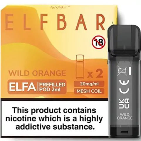 Elf Bar ELFA Pre-Filled Pods Wild Orange On White Background