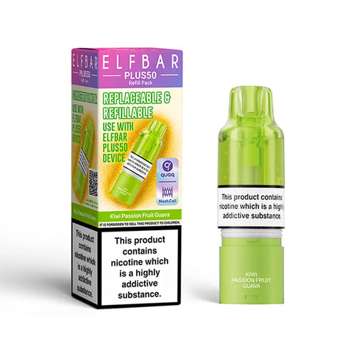 Elf Bar Plus 50 Prefilled Replacement Pods Kiwi Passion Fruit Guava