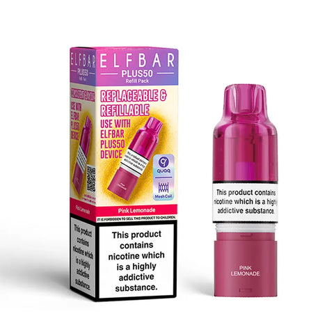 Elf Bar Plus 50 Prefilled Replacement Pods Pink Lemonade