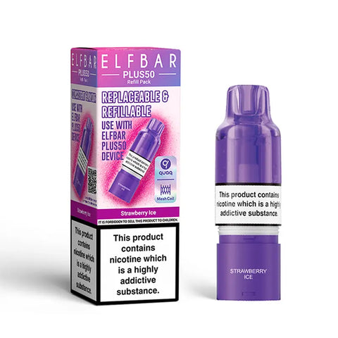 Elf Bar Plus 50 Prefilled Replacement Pods Strawberry Ice