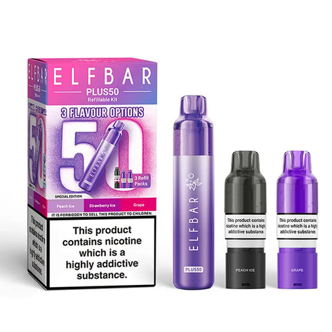Elf Bar Plus 50 Kit: Fast 50-Min Charge & 50,000 Puffs Elf Bar Plus 50 Kit: Fast 50-Min Charge & 50,000 Puffs