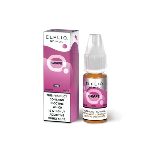 elfliq nic salts grape on white background