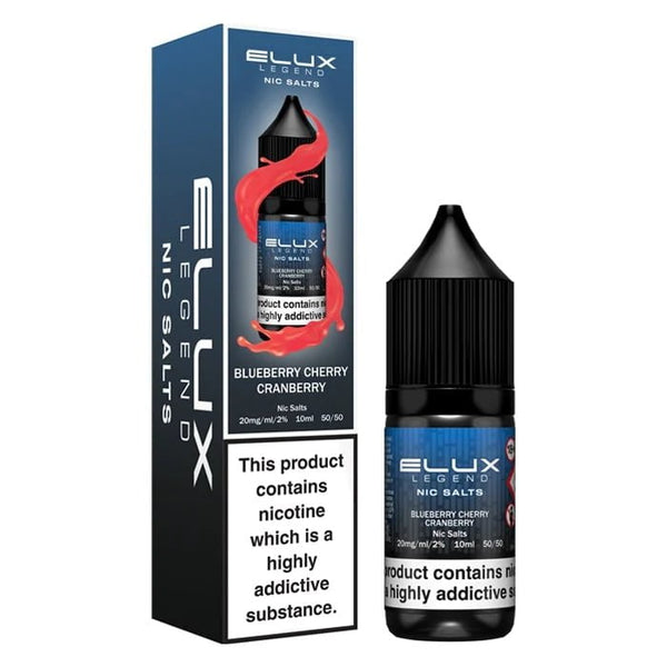 ELUX Legend 10ml Nic Salts Blueberry Cherry Cranberry / 10mg On White Background