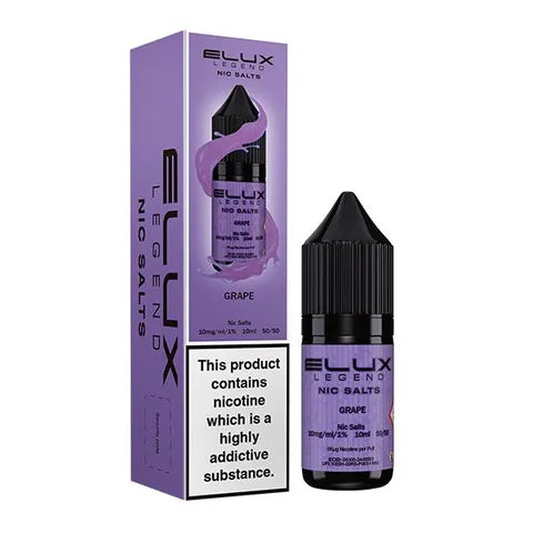 elux legend 10ml nic salts grape on white background