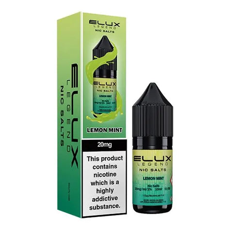 elux legend 10ml nic salts lemon mint on white background